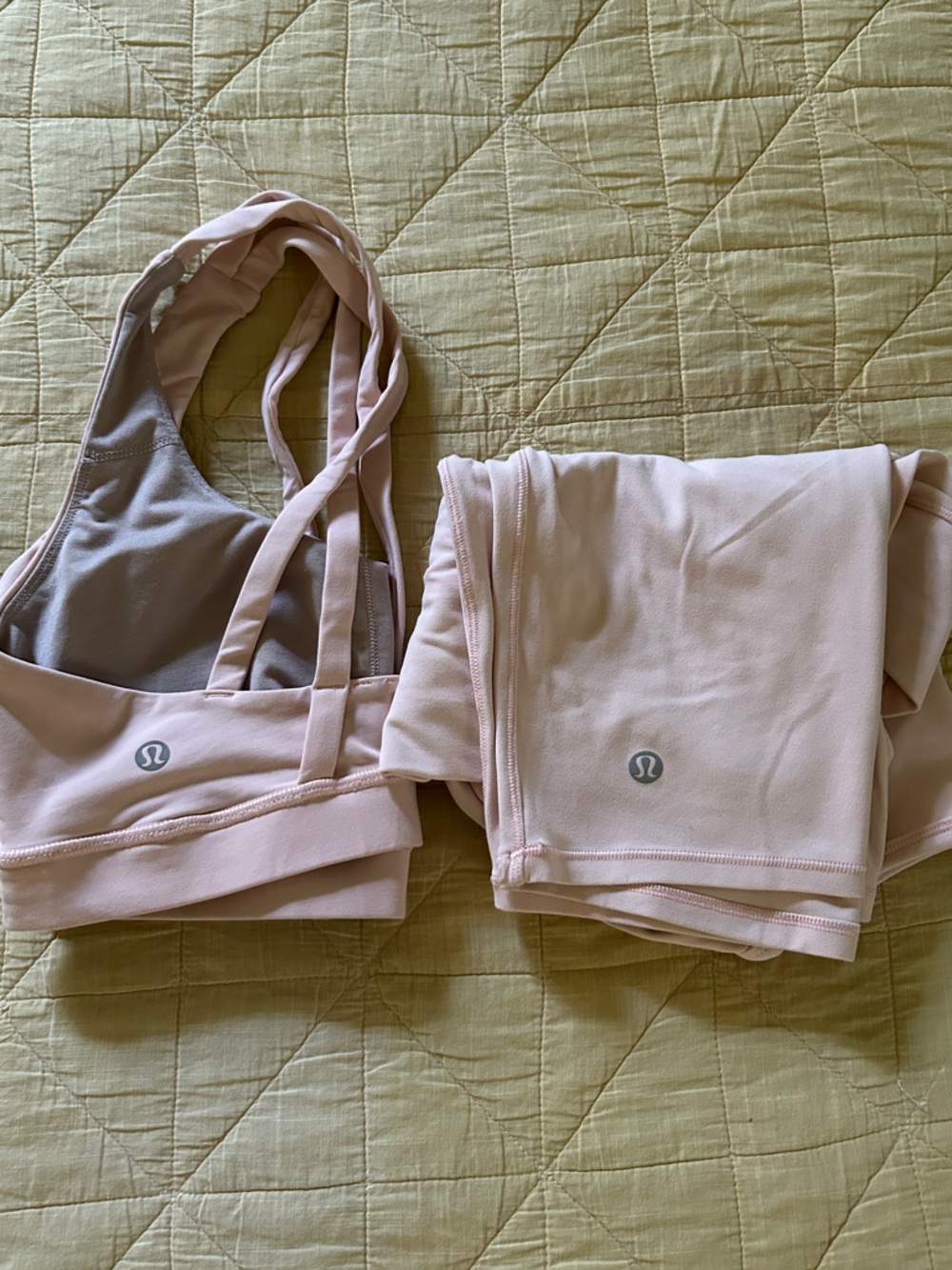 lululemon athletica Blush Pink / Peach Strappy Sports Bra and Pilate top